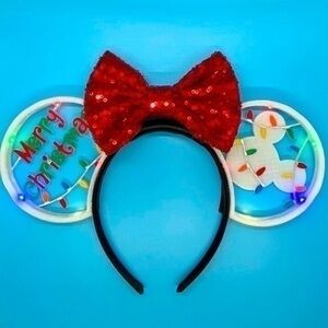 Disney Inspired LIGHT UP Christmas 3D Printed Minnie Ears - NWOT